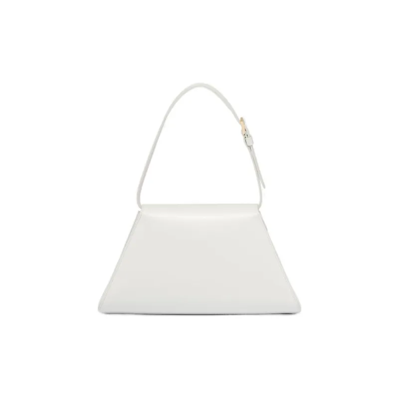 PRADA Brushed Leather Handbag Medium Size Women's White-2