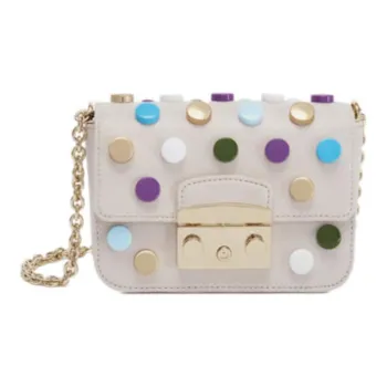 Furla Metropolis Collection Suede Shoulder Bag Crossbody Bag Mini Women's Gray