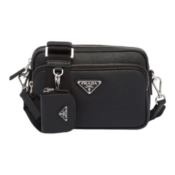 PRADA Saffiano Leather Crossbody Bag Shoulder Bag Men's Black