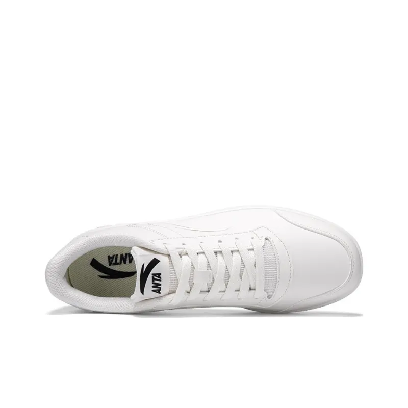 Anta Slip Resistant Cushioning Wear Resistant Low Top Skateboard Shoes Men's White-1