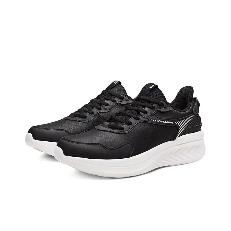 361° Cushioning Water Resistant Lightweight Rebound Low Top Running Shoes Men's Black White-3