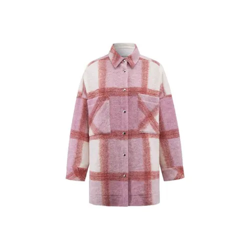 IRO NIGHT Coats Women's Pink Plaid