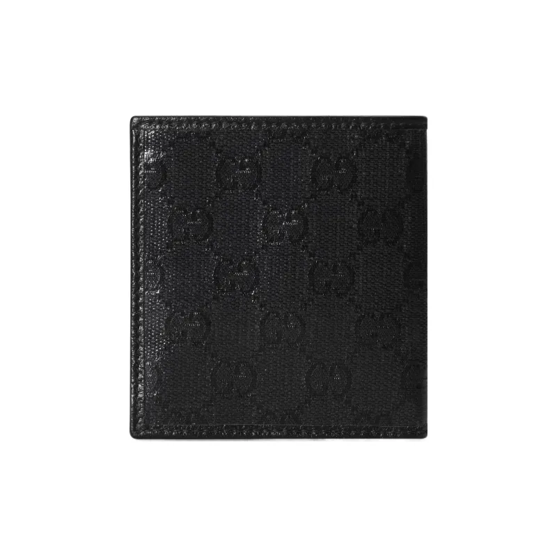 GUCCI Crystal Canvas With Leather Binding Canvas Bag Wallet Men's Black-4