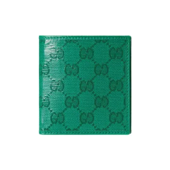 GUCCI Crystal Canvas With Leather Binding Canvas Bag Wallets Men's Green