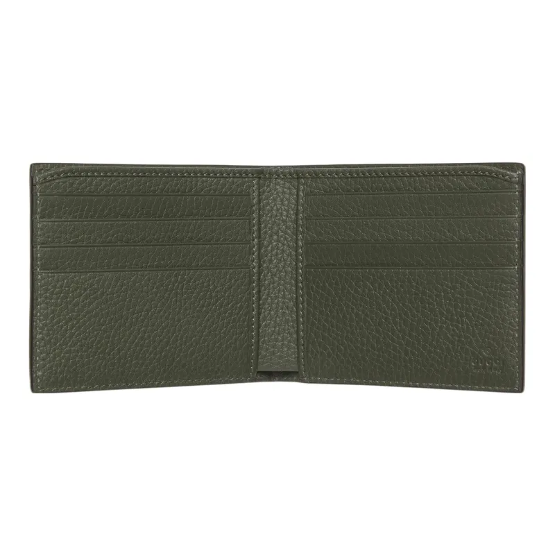 GUCCI Leather Wallet Men's Dark Green-1