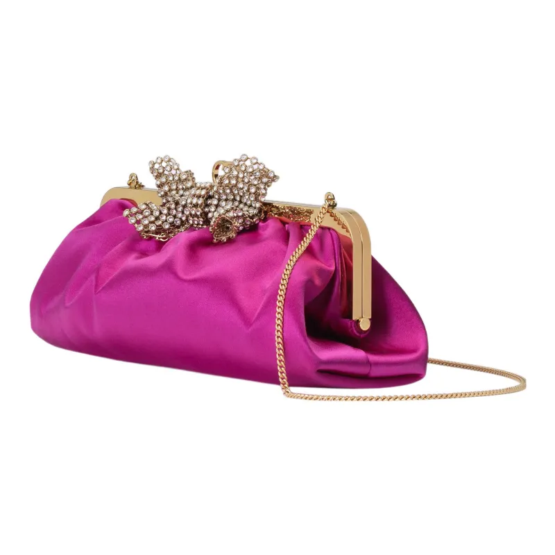 GUCCI Satin Clutch Regular Women's Fuchsia-1