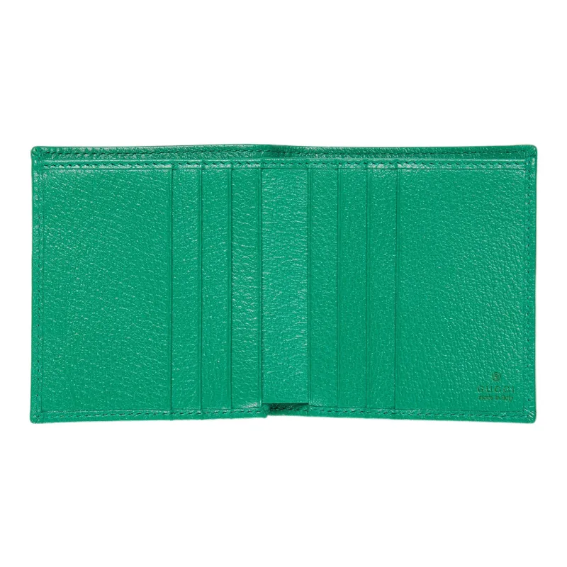 GUCCI Crystal Canvas With Leather Binding Canvas Bag Wallets Men's Green-1