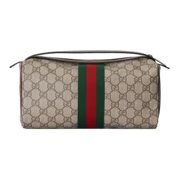 GUCCI Canvas Clutch Storage Bag Men's Brown