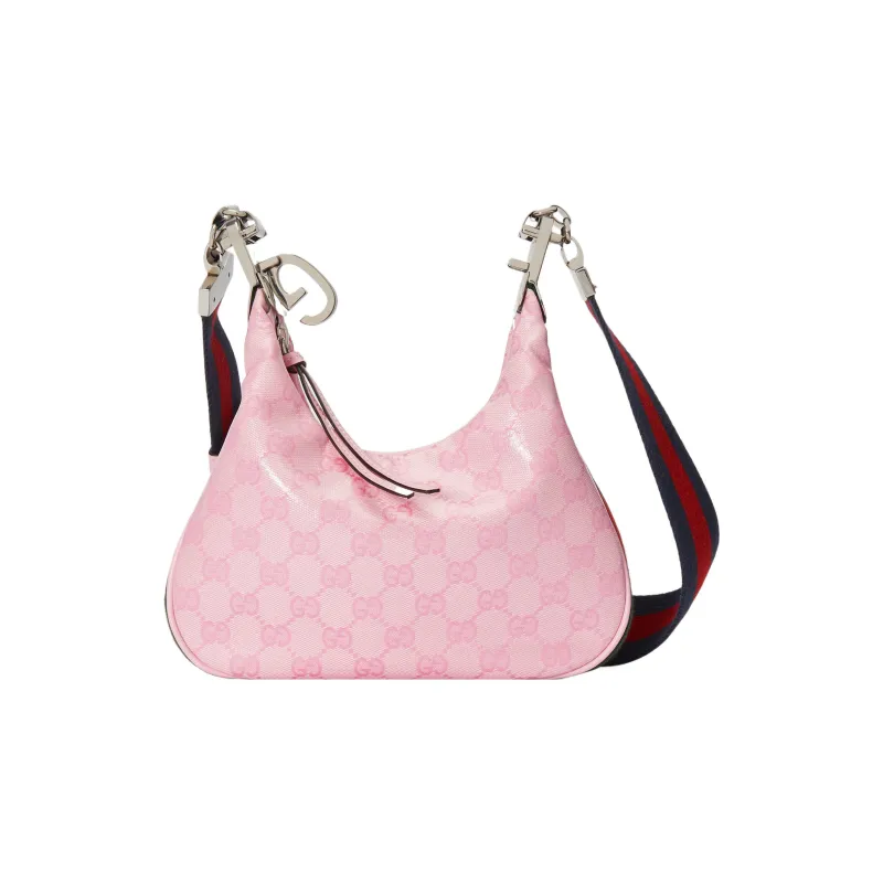 GUCCI Attache Crystal Canvas Bag, Dumpling Bag, Portable Crossbody Bag, Shoulder Bag Trumpets Women's Pink-3