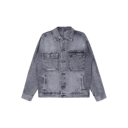 KIKC Denim Jackets Men Dark Gray