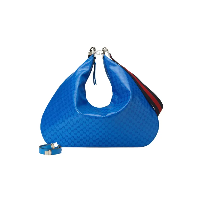 GUCCI Attache Crystal Canvas Dumpling Bag Portable Crossbody Bag Shoulder Bag Men's Blue-2