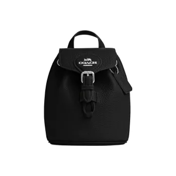 COACH Amelia Pebbled Leather Backpack Small Size Women's Black