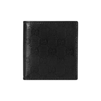 GUCCI Crystal Canvas With Leather Binding Canvas Bag Wallet Men's Black