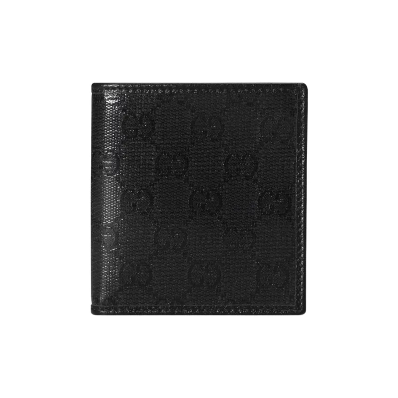 GUCCI Crystal Canvas With Leather Binding Canvas Bag Wallet Men's Black-0