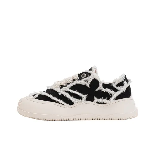 LUCKISLE Step By Step Lotus Canvas Shoes Unisex Low-Top Black/White/Beige