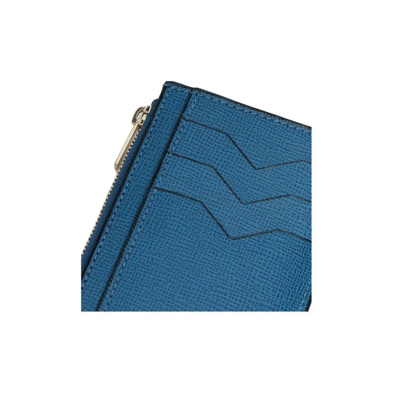 Valextra Calfskin Coin Purse, Card Holder Unisex Cobalt Blue-3