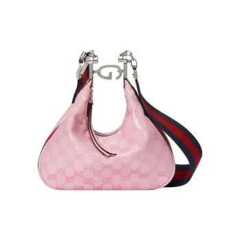 GUCCI Attache Crystal Canvas Canvas Bag Dumpling Bag Portable Crossbody Bag Shoulder Bag Small Size Women's Pink