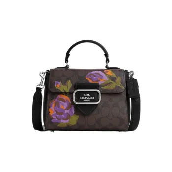 COACH Morgan Canvas With Leather Square Bag Shoulder Bag Crossbody Bag Handbag Small Size Women's Iris Multicolor