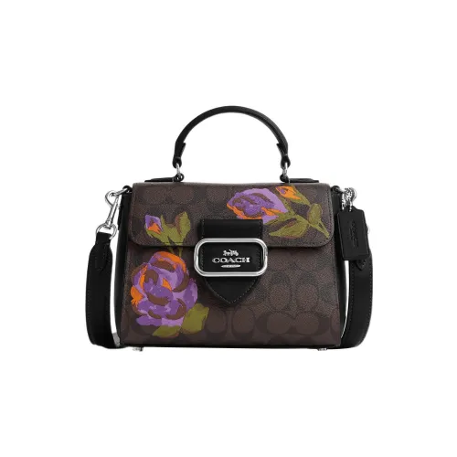 COACH Morgan Canvas With Leather Square Bag Shoulder Bag Crossbody Bag Handbag Small Size Women's Iris Multicolor