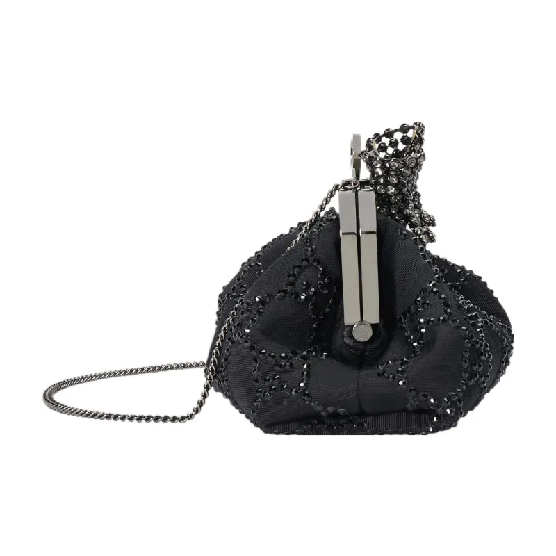 GUCCI Crystal Embroidery Cloud Pattern Fabric Shoulder Bag Crossbody Bag Handbag Clutches Regular Women's Black-2