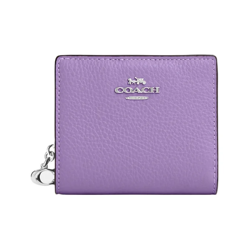 COACH Snap Wallet Pebbled Leather With Coated Canvas Coin Purses Wallets Women's Bright Yellow-0