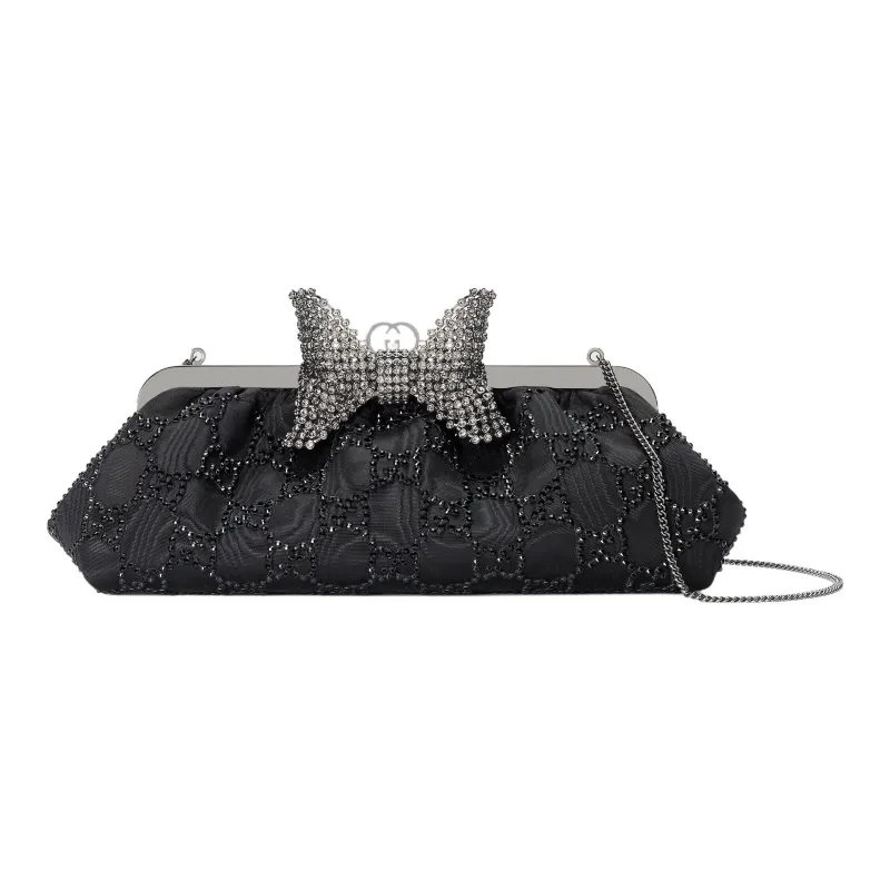 GUCCI Crystal Embroidery Cloud Pattern Fabric Shoulder Bag Crossbody Bag Clutches Regular Women's Black-0