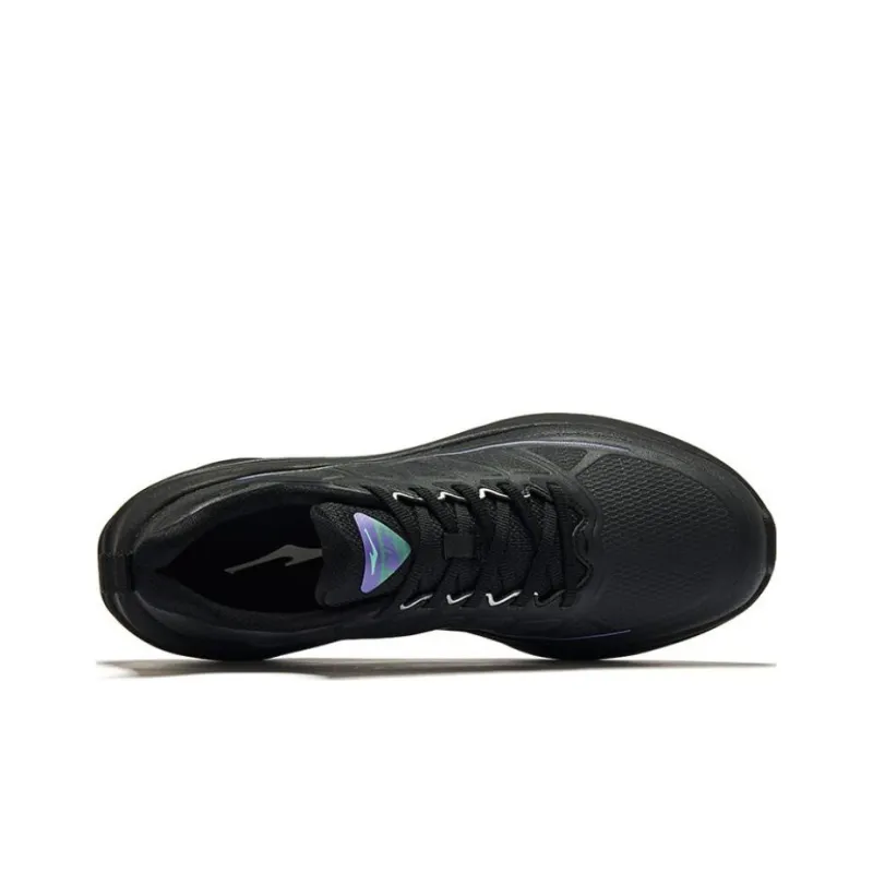 Erke Cushioned Slip Resistant Low Top Running Shoes Men's Jet Black Signal Purple-3