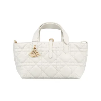 DIOR Cow Leather Native Handbag Trumpets Women's White
