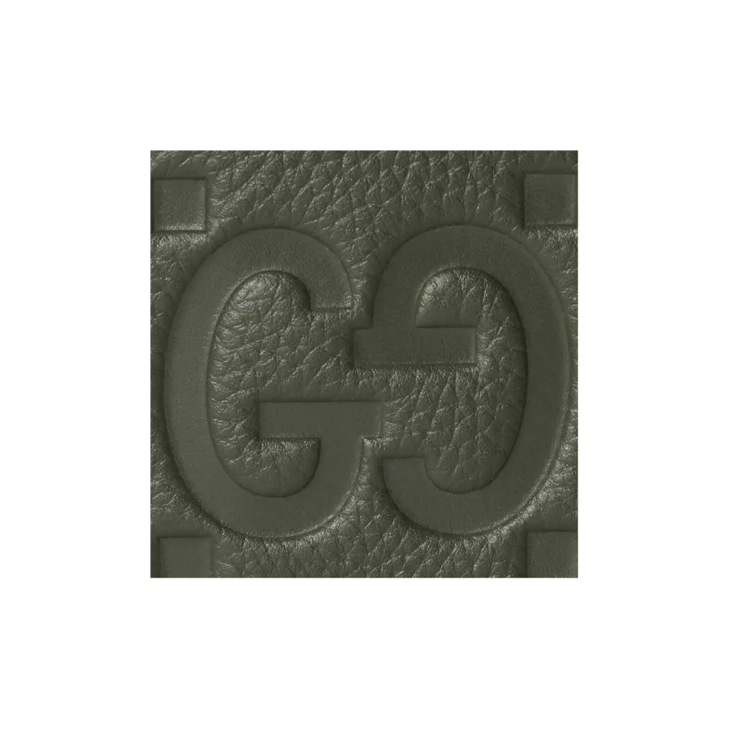 GUCCI Leather Wallet Men's Dark Green-5