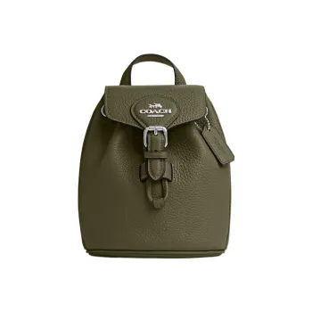 COACH Amelia Pebbled Leather Backpack Small Size Women's Olive Green