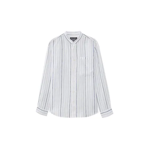 MARC OPOLO Shirts Men White Base Navy Blue Stripes