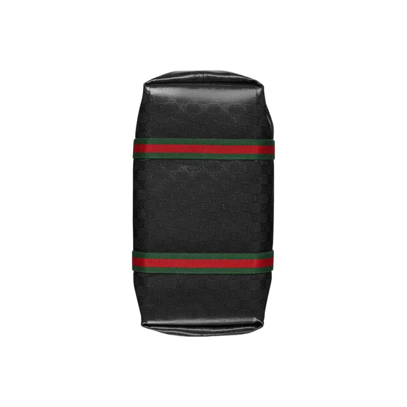 GUCCI Crystal Canvas Leather Binding Canvas Bag Tote Bag Shopping Bag Handbag Medium Size Men's Black-6