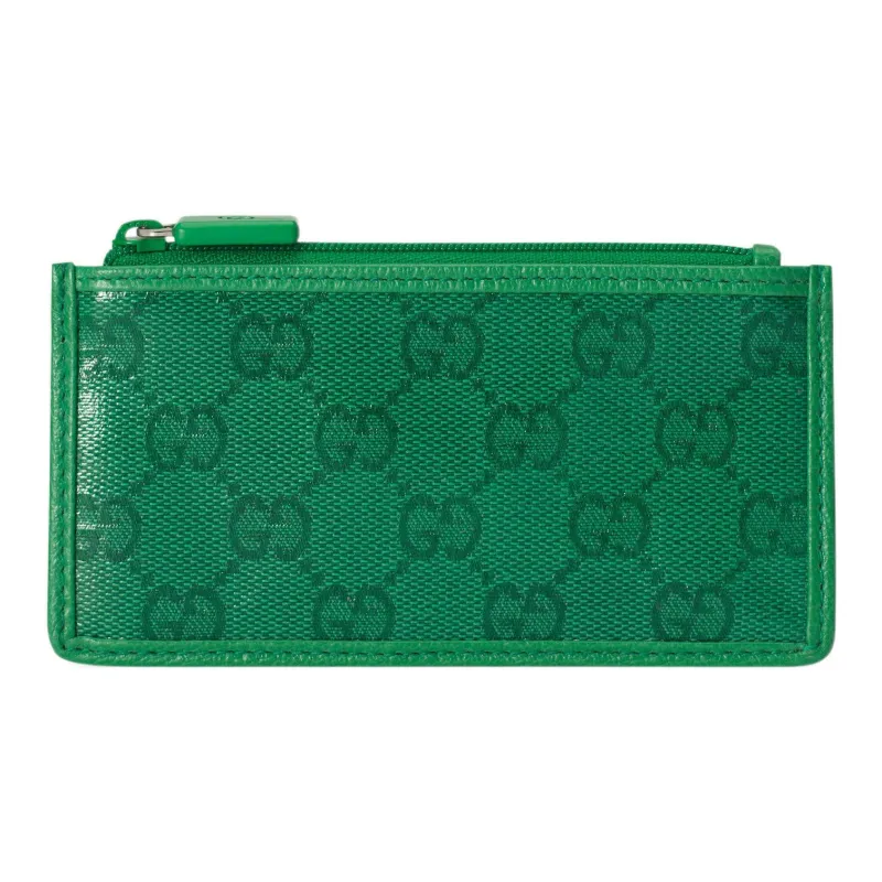 GUCCI Crystal Canvas Card Holder Men's Green-0