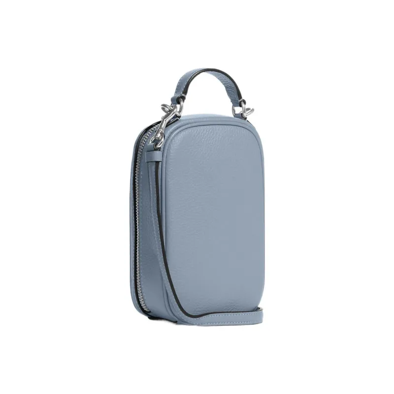 COACH Eva Pebbled Leather Cell Phone Pouch Shoulder Bag Crossbody Bag Regular Women's Haze Blue-1
