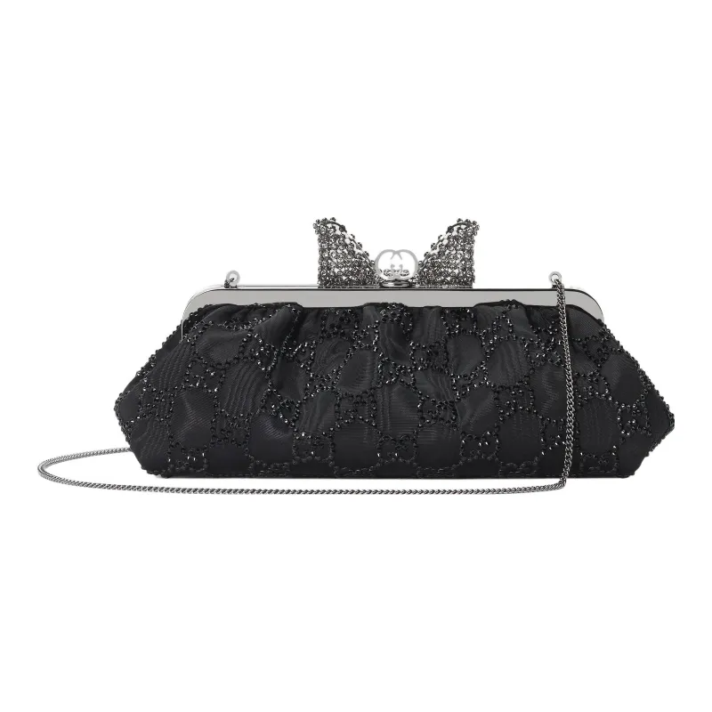 GUCCI Crystal Embroidery Cloud Pattern Fabric Shoulder Bag Crossbody Bag Clutches Regular Women's Black-2