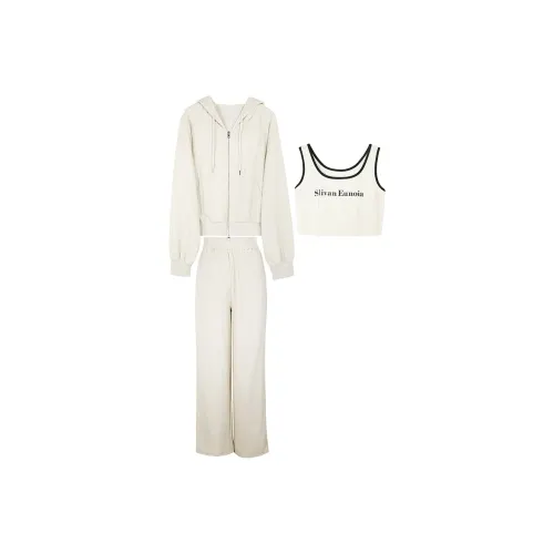 3COLOUR Casual Suits Women's Set Milk White Coats+Camisoles+Casual Pants