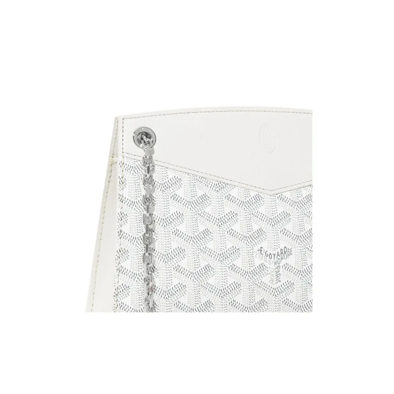GOYARD Rouette Canvas With Leather Tote Chain Bag Shoulder Bag Women's White-4