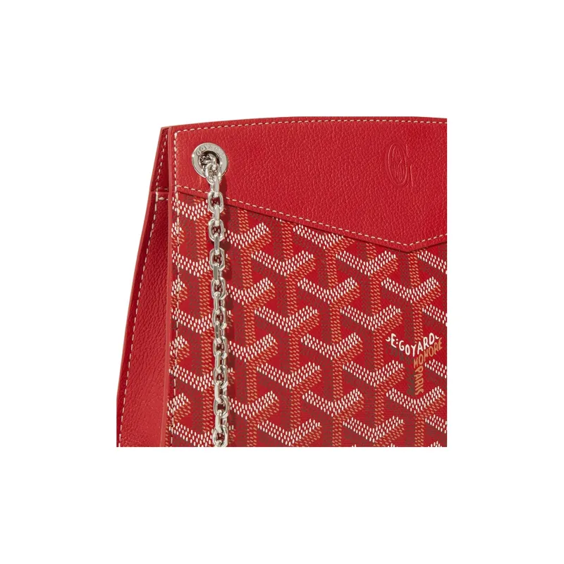 GOYARD Rouette Canvas With Leather Tote Chain Bag Shoulder Bag Mini Women's Red-4