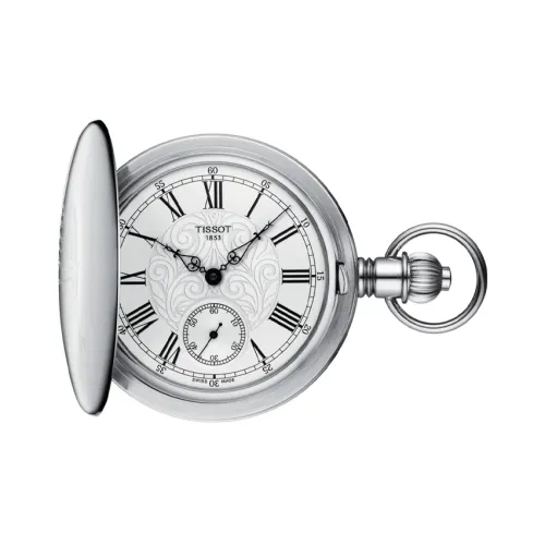 TISSOT Mechanical Movement-Manual Mechanical Movement Brass Watch Case Pocket Watches 52mm Men's Watches Silver
