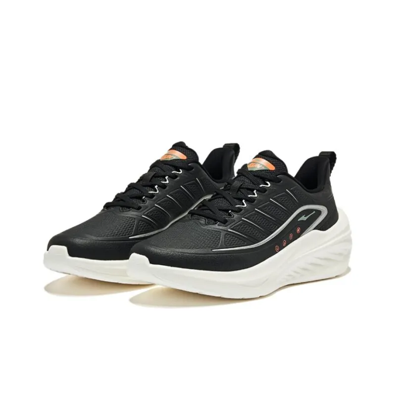 Erke Cushioning Anti Slip And Wear Resistant Low Top Casual Running Shoes Men's Jet Black Bright Silver-1
