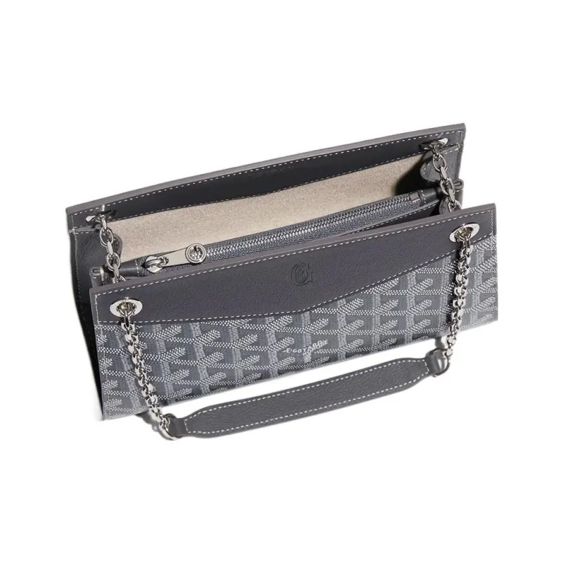 GOYARD Rouette Canvas With Leather Totes Chain Bag Shoulder Bag Women's Gray-3