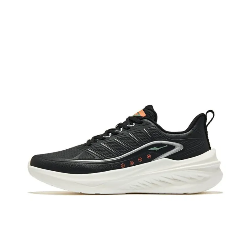Erke Cushioning Anti Slip And Wear Resistant Low Top Casual Running Shoes Men's Jet Black Bright Silver-0