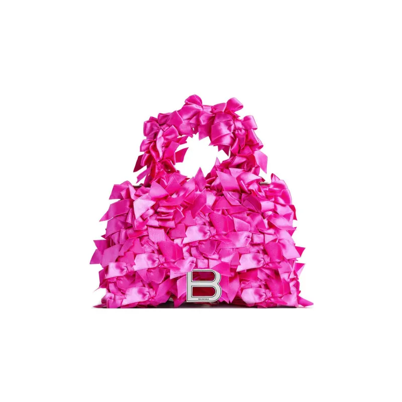Balenciaga Hourglass Sheepskin Fabric Shoulder Bag Crossbody Bag Handbag Extra Small Women's Pink-0