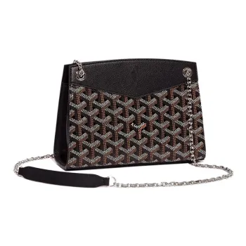 GOYARD Rouette Canvas With Leather Totes Chain Bag Shoulder Bag Women's Black