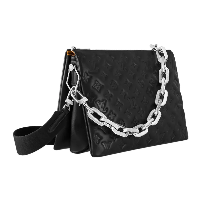 LOUIS VUITTON Coussin Lambskin Shoulder Bag, Crossbody Bag Medium Size Women's Black-1