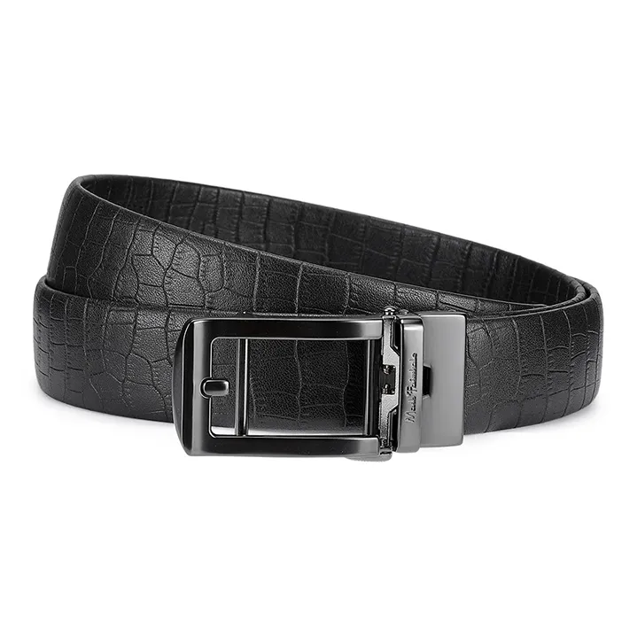 FAIRWHALE Automatic Buckle Crocodile Pattern With Body Design, Trendy Alloy Leather Belts Men's Width 3.5CM-1