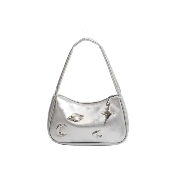 NOMK PU Messenger Bag Shoulder Bag Regular Women's Silver