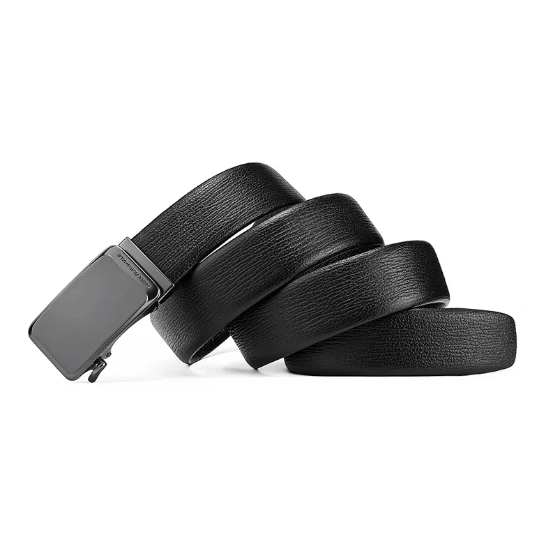 FAIRWHALE Bullhead Layer, Shark Pattern Strap, Automatic Buckle Genuine Leather Belts Men's Width 3.5CM-1