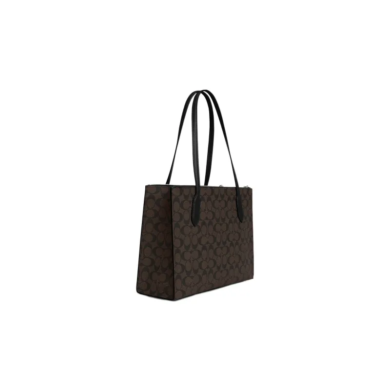 COACH Canvas With Leather Tote Bag, Shopping Bag, Handbag, Shoulder Bag Women's Brown Black-1