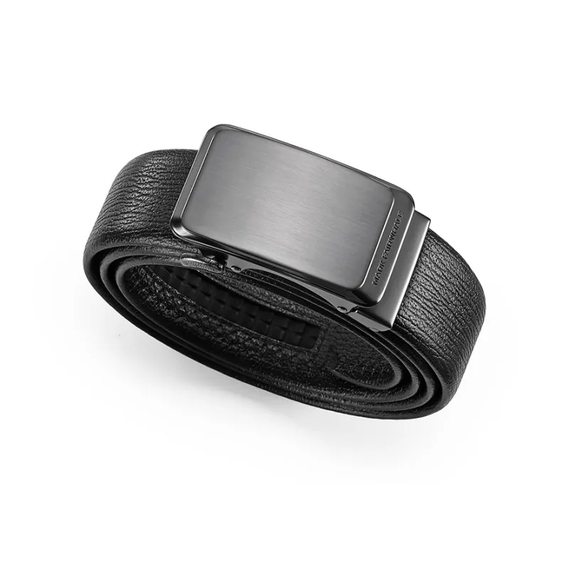 FAIRWHALE Bullhead Layer, Shark Pattern Strap, Automatic Buckle Genuine Leather Belts Men's Width 3.5CM-3